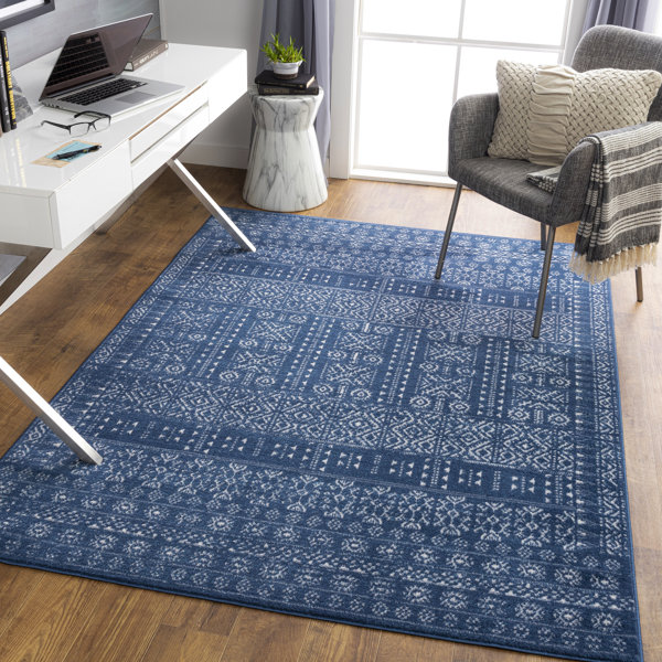 Foundry Select Lipson Geometric Navy/White Area Rug & Reviews Wayfair